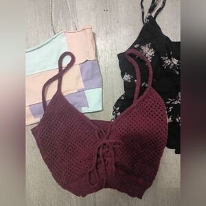 Burgundy Crochet Crop Top